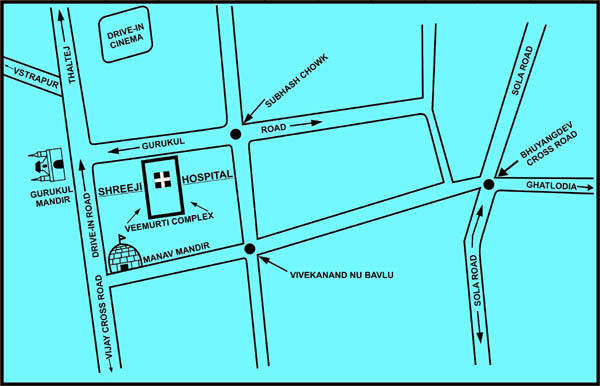 Shreeji Hospital Road Map